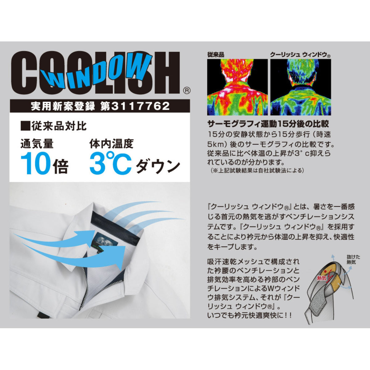 エコ・製品制電半袖ブルゾン [A-3360] 春夏 コーコス信岡 機能詳細