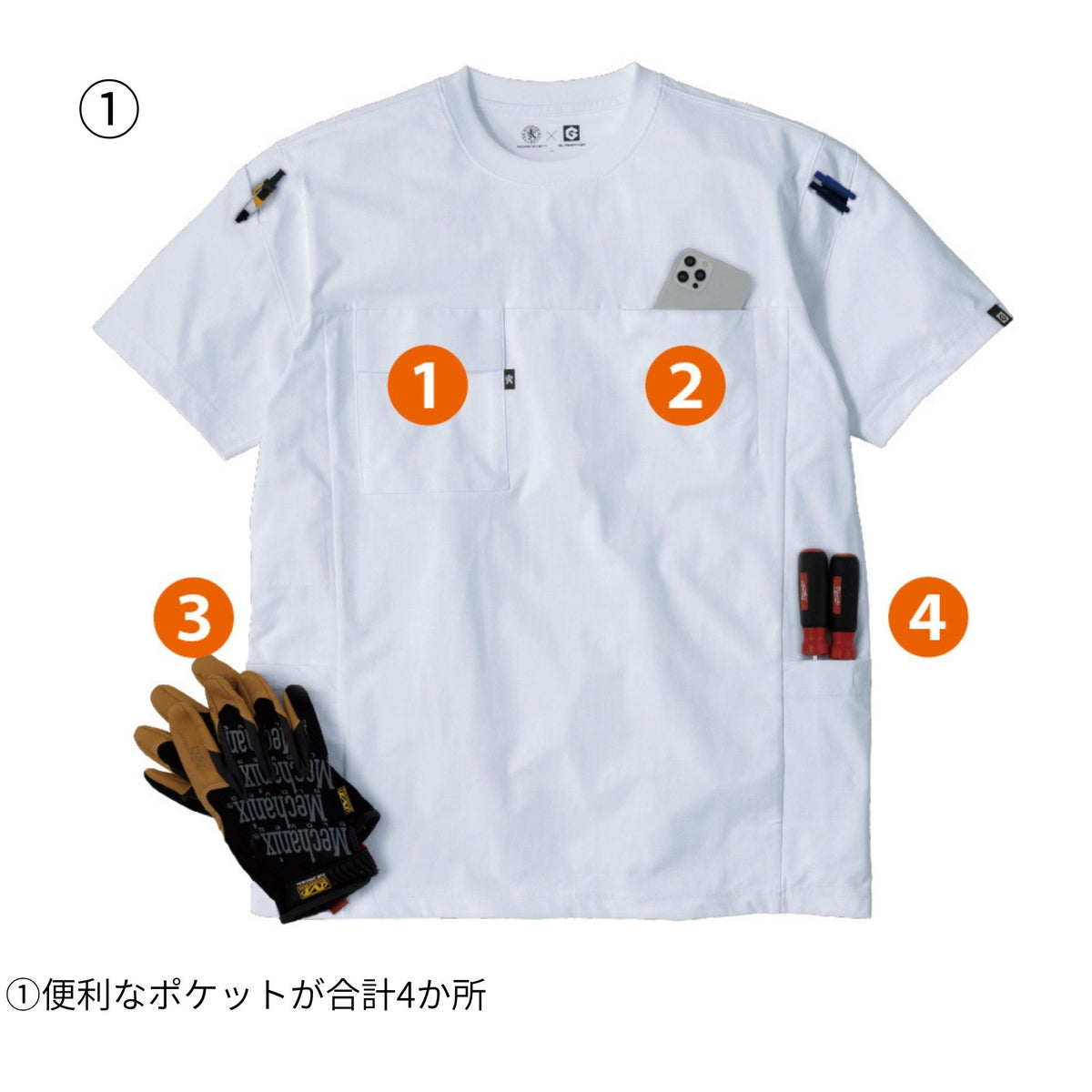 ファントムドッツ冷感DRYサイドポケット半袖Ｔシャツ [AG-3177] 春夏 コーコス信岡