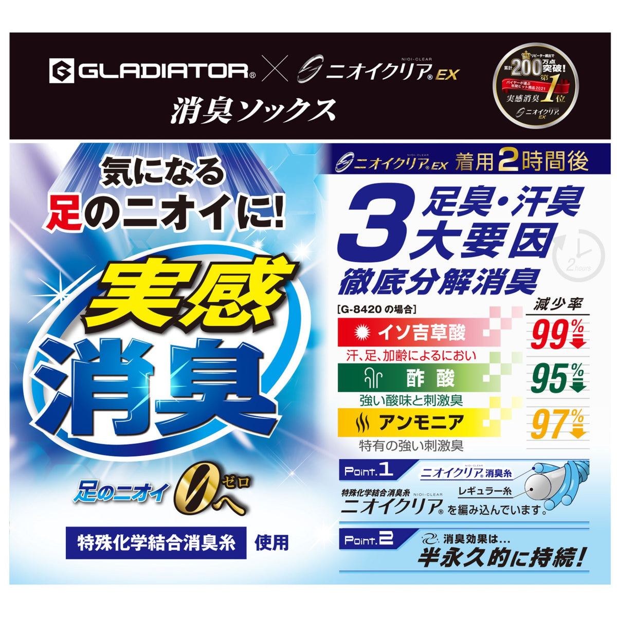 ニオイクリア®ショート先丸(2足組)  [G-9257] 通年 コーコス信岡